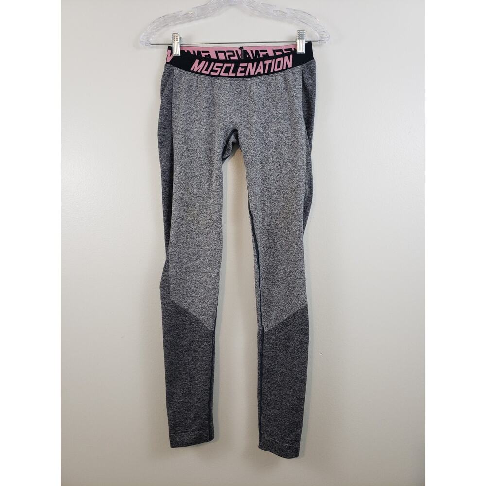 (85) Muscle Nation Leggings Pants Women’s Size M Seamless Athletic Gray